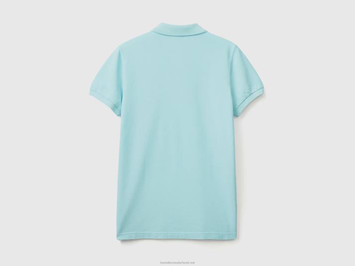 Heren Benetton turquoise slimfit polo turkoois 4R621385