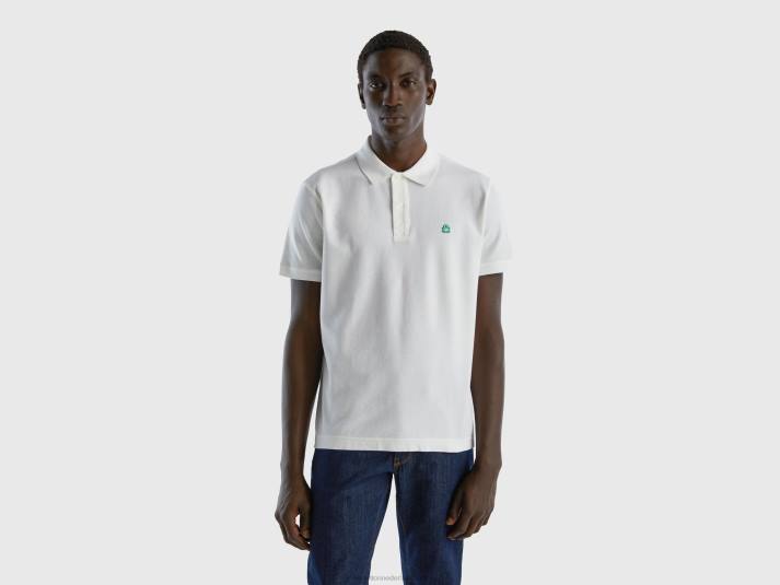 Heren Benetton witte polo met normale pasvorm wit 4R624599