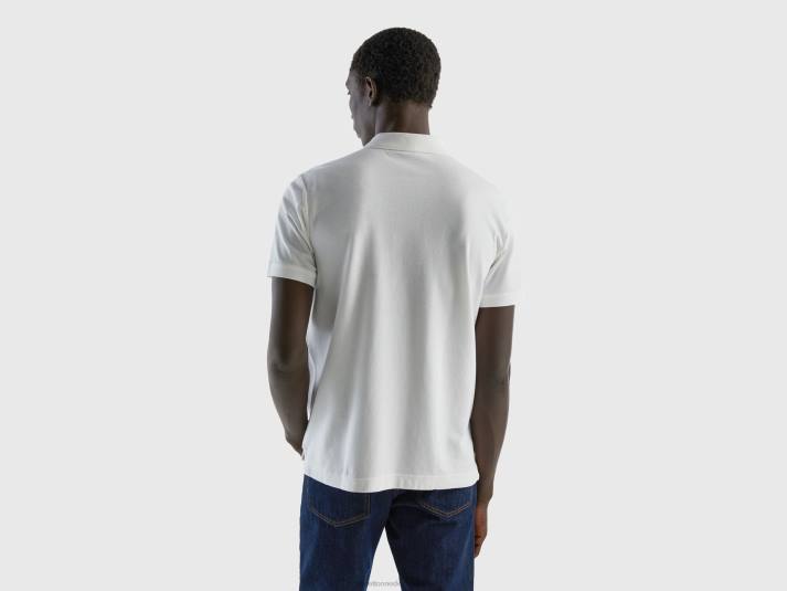 Heren Benetton witte polo met normale pasvorm wit 4R624599