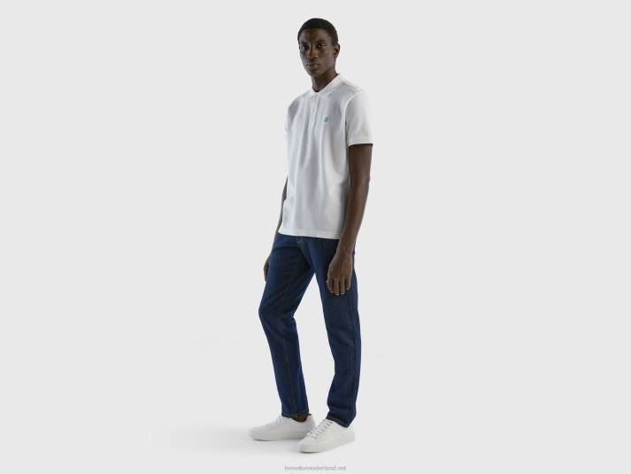 Heren Benetton witte polo met normale pasvorm wit 4R624599