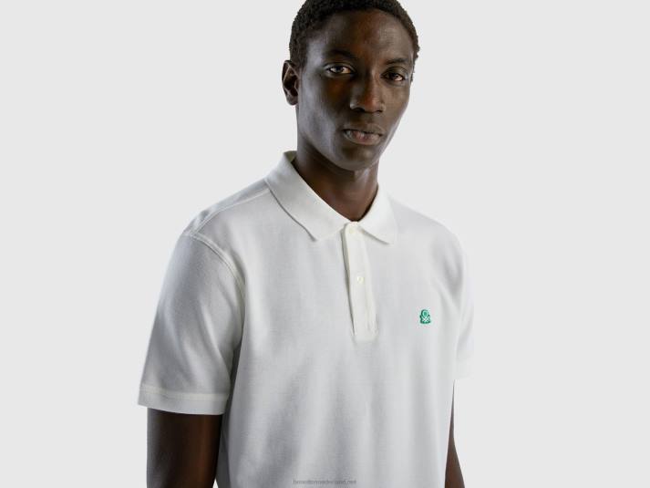 Heren Benetton witte polo met normale pasvorm wit 4R624599
