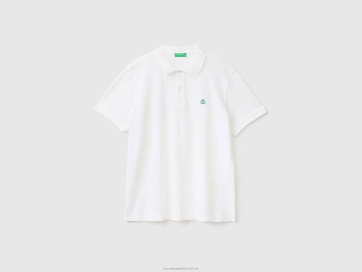 Heren Benetton witte polo met normale pasvorm wit 4R624599