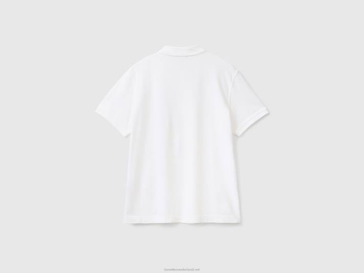 Heren Benetton witte polo met normale pasvorm wit 4R624599