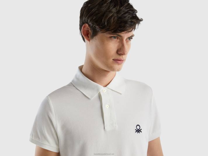 Heren Benetton witte slim fit polo wit 4R621415
