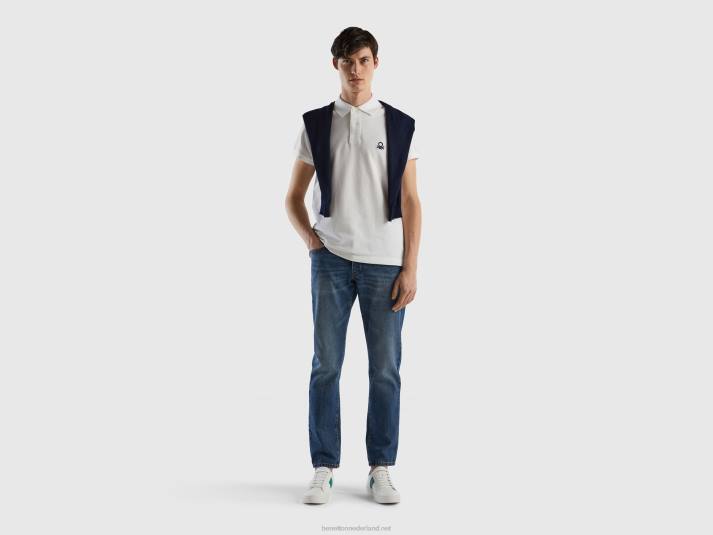 Heren Benetton witte slim fit polo wit 4R624610