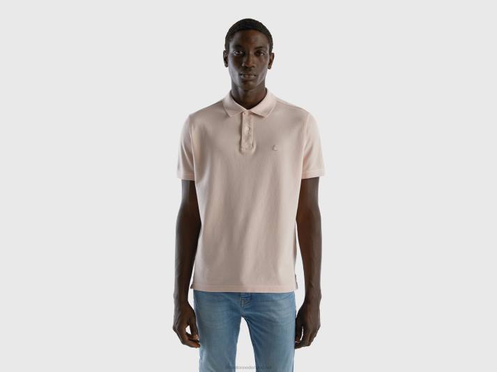 Heren Benetton zachtroze regular fit polo zacht roze 4R624584