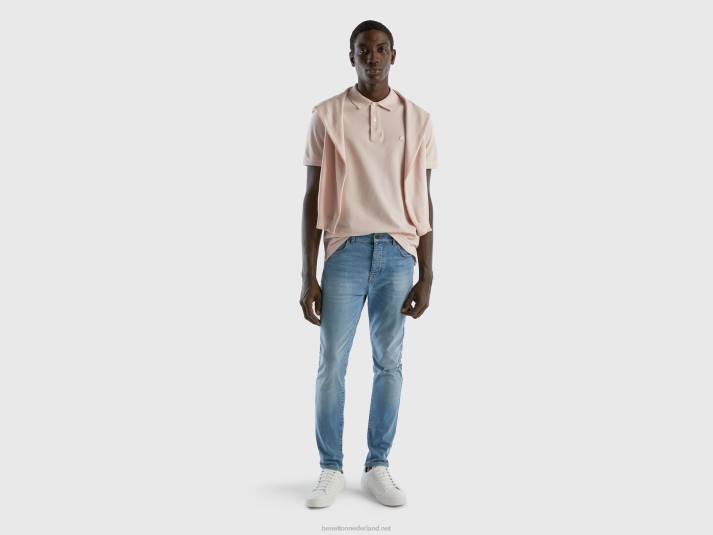 Heren Benetton zachtroze regular fit polo zacht roze 4R624584