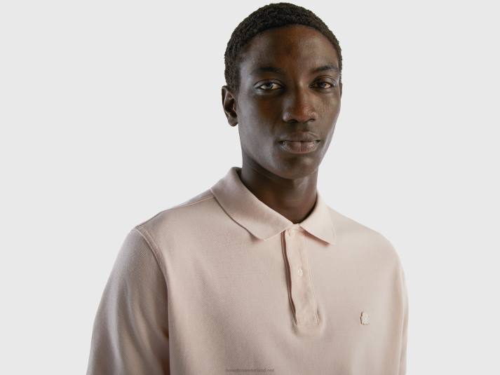 Heren Benetton zachtroze regular fit polo zacht roze 4R624584