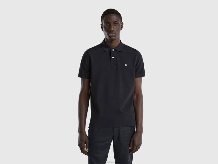Heren Benetton zwarte polo met normale pasvorm zwart 4R624604