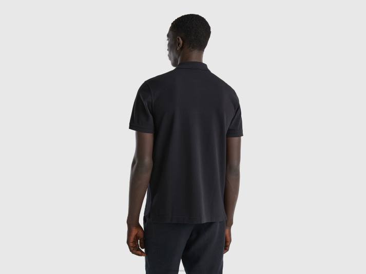 Heren Benetton zwarte polo met normale pasvorm zwart 4R624604