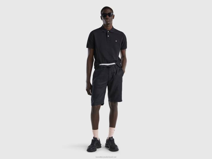Heren Benetton zwarte polo met normale pasvorm zwart 4R624604