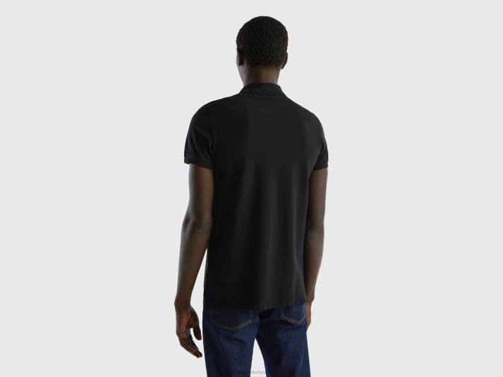 Heren Benetton zwarte slim fit polo zwart 4R624606