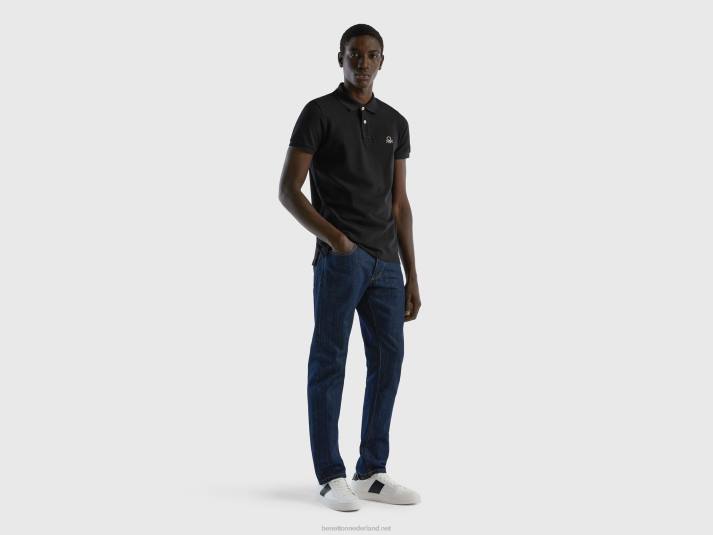 Heren Benetton zwarte slim fit polo zwart 4R624606