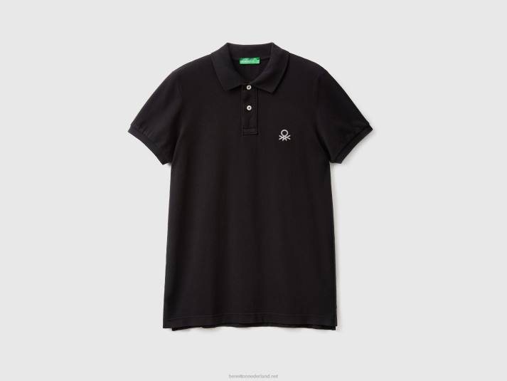 Heren Benetton zwarte slim fit polo zwart 4R624606