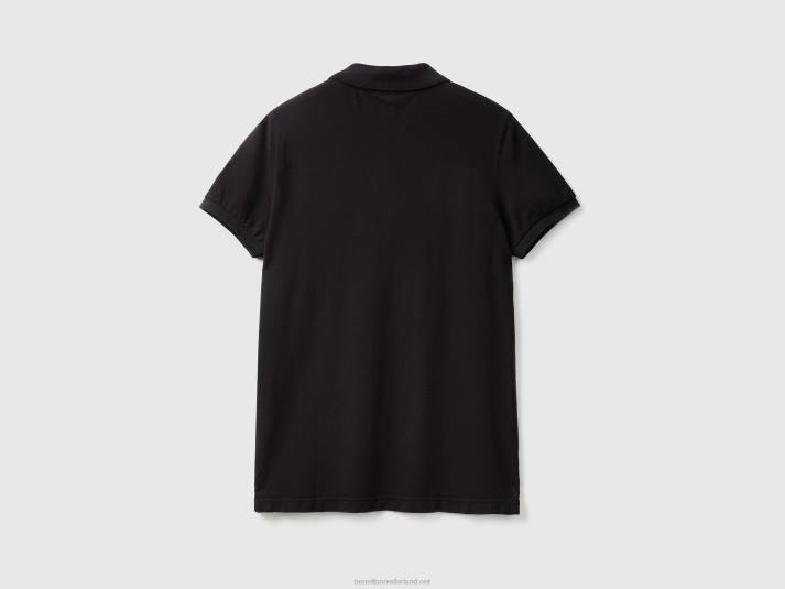 Heren Benetton zwarte slim fit polo zwart 4R624606