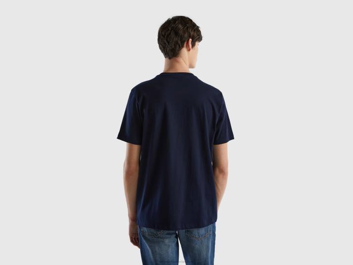 Heren Benetton Basic t-shirt van 100% biologisch katoen donkerblauw 4R621295