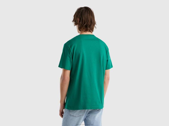 Heren Benetton Basic t-shirt van 100% biologisch katoen donkergroen 4R621278