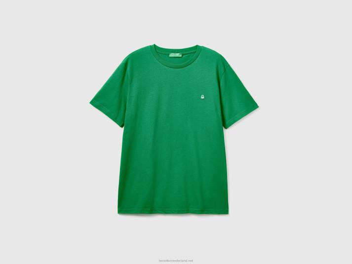 Heren Benetton Basic t-shirt van 100% biologisch katoen donkergroen 4R621278