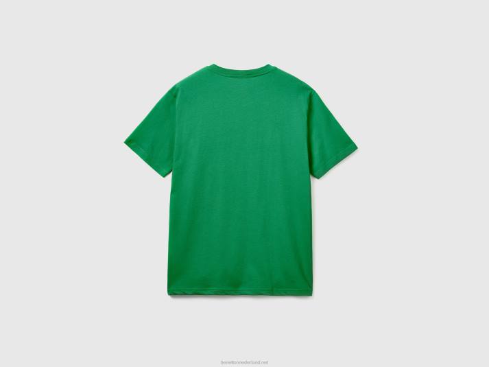 Heren Benetton Basic t-shirt van 100% biologisch katoen donkergroen 4R621278