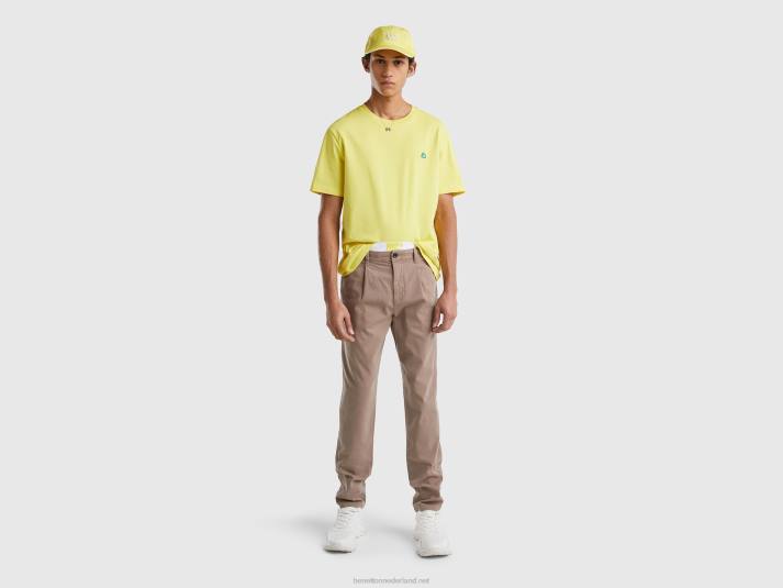 Heren Benetton Basic t-shirt van 100% biologisch katoen geel 4R621269