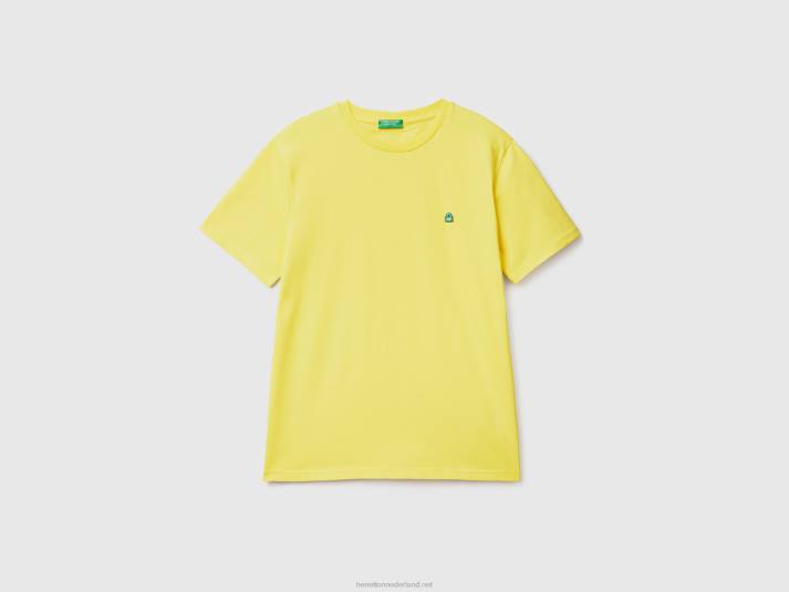 Heren Benetton Basic t-shirt van 100% biologisch katoen geel 4R621269