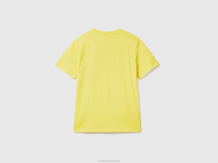 Heren Benetton Basic t-shirt van 100% biologisch katoen geel 4R621269