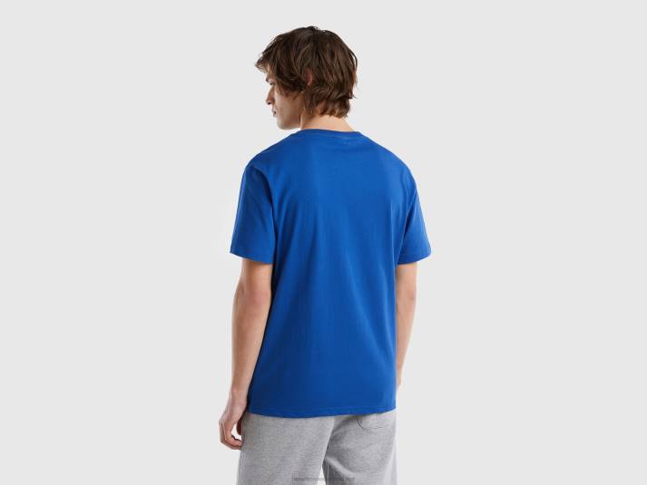 Heren Benetton Basic t-shirt van 100% biologisch katoen helderblauw 4R621267