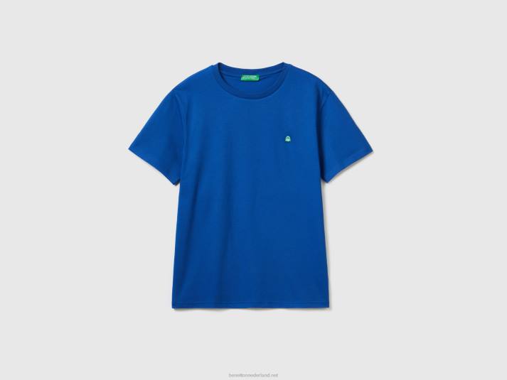 Heren Benetton Basic t-shirt van 100% biologisch katoen helderblauw 4R621267