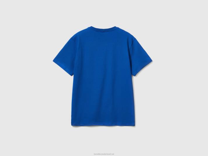 Heren Benetton Basic t-shirt van 100% biologisch katoen helderblauw 4R621267