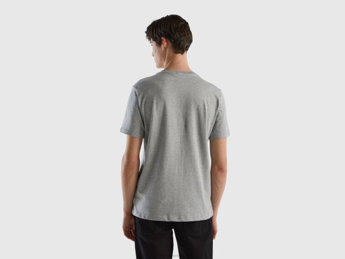 Heren Benetton Basic t-shirt van 100% biologisch katoen lichtgrijs 4R621301