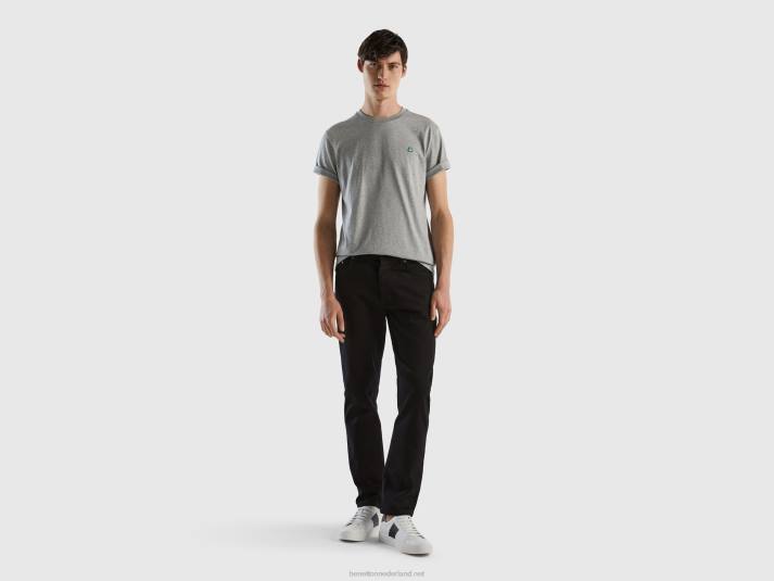 Heren Benetton Basic t-shirt van 100% biologisch katoen lichtgrijs 4R621301