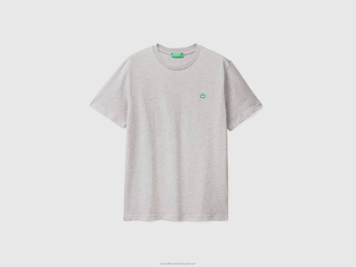 Heren Benetton Basic t-shirt van 100% biologisch katoen lichtgrijs 4R621301
