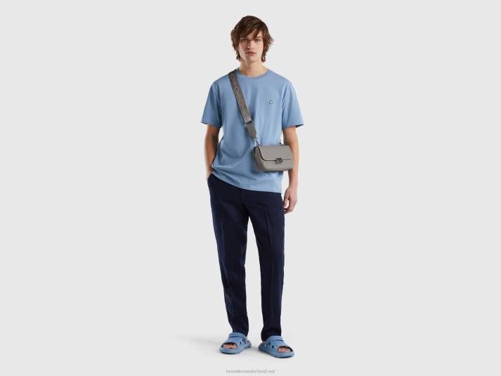Heren Benetton Basic t-shirt van 100% biologisch katoen luchtmacht blauw 4R621300