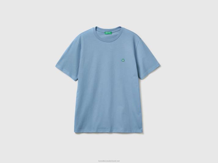 Heren Benetton Basic t-shirt van 100% biologisch katoen luchtmacht blauw 4R621300