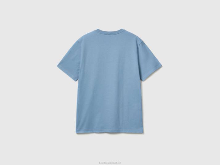 Heren Benetton Basic t-shirt van 100% biologisch katoen luchtmacht blauw 4R621300