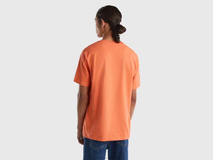 Heren Benetton Basic t-shirt van 100% biologisch katoen oranje 4R624476