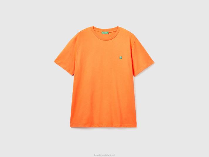 Heren Benetton Basic t-shirt van 100% biologisch katoen oranje 4R624476
