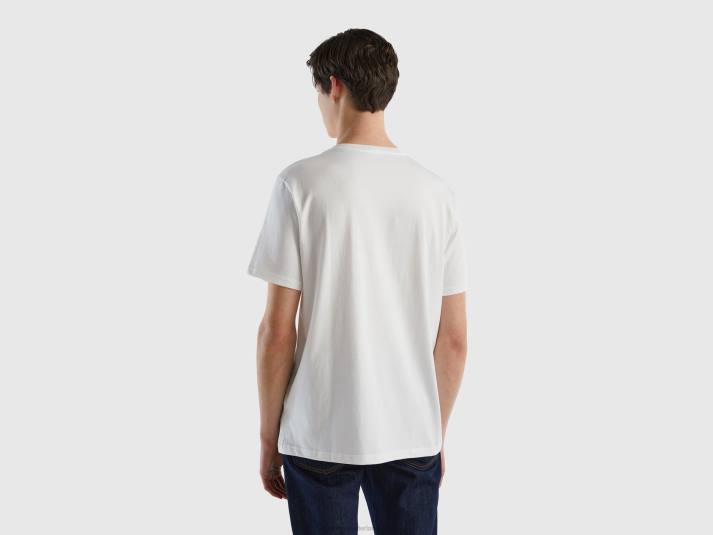 Heren Benetton Basic t-shirt van 100% biologisch katoen wit 4R621296