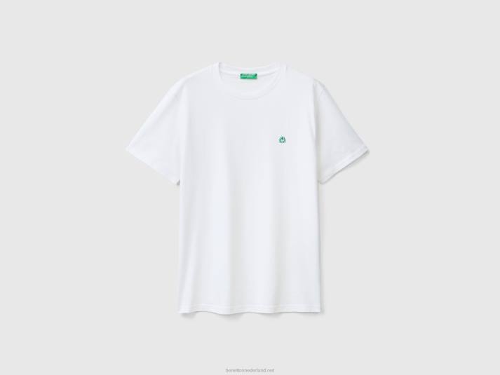 Heren Benetton Basic t-shirt van 100% biologisch katoen wit 4R621296
