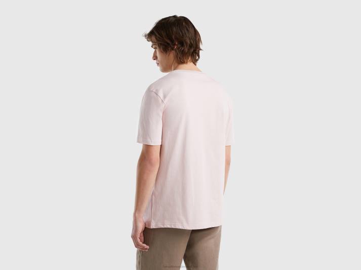 Heren Benetton Basic t-shirt van 100% biologisch katoen zacht roze 4R621206
