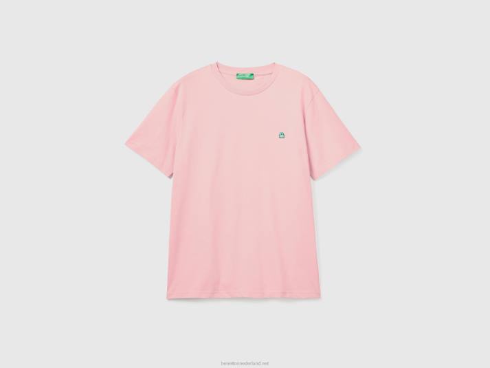 Heren Benetton Basic t-shirt van 100% biologisch katoen zacht roze 4R621206