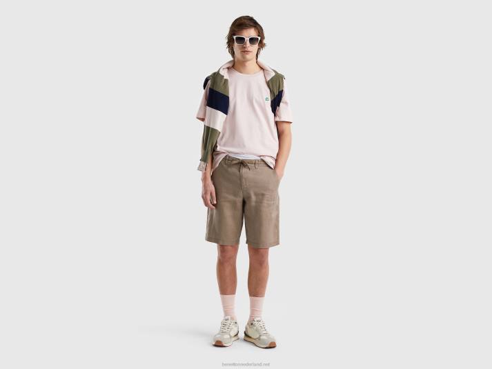 Heren Benetton Basic t-shirt van 100% biologisch katoen zacht roze 4R624483