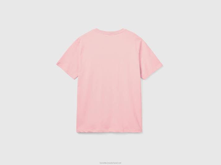 Heren Benetton Basic t-shirt van 100% biologisch katoen zacht roze 4R624483