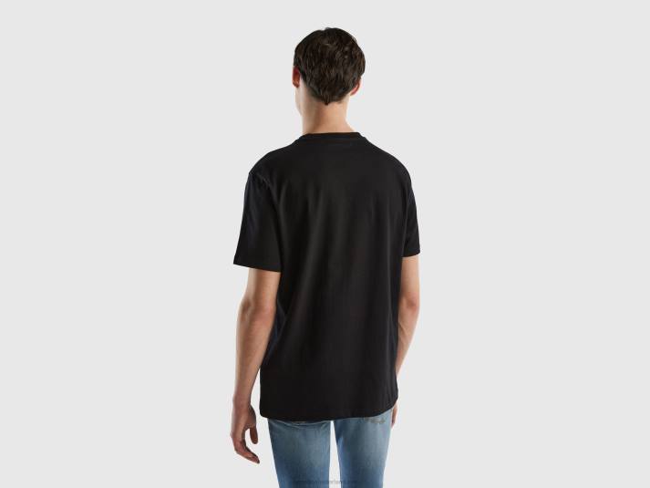 Heren Benetton Basic t-shirt van 100% biologisch katoen zwart 4R621279