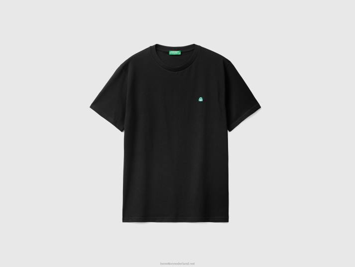 Heren Benetton Basic t-shirt van 100% biologisch katoen zwart 4R621279
