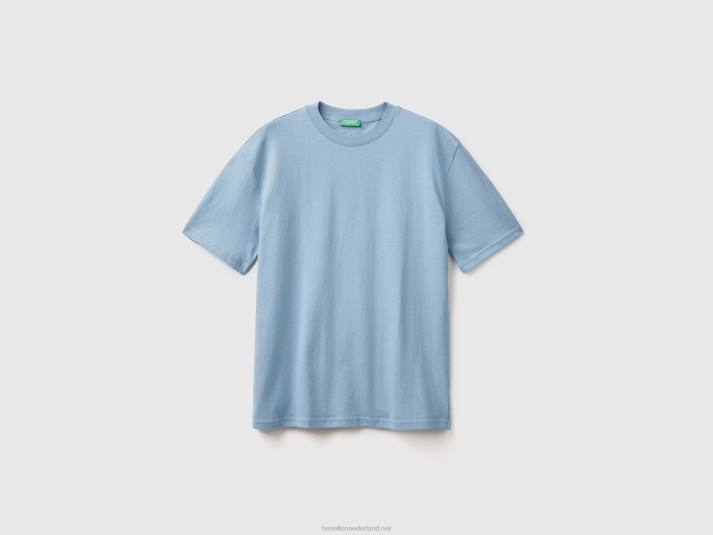 Heren Benetton T-shirt met korte mouwen en splitten luchtmacht blauw 4R621271