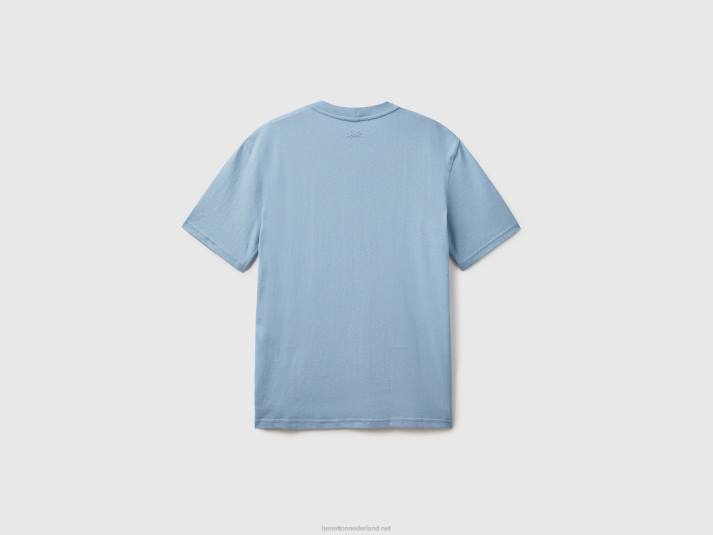 Heren Benetton T-shirt met korte mouwen en splitten luchtmacht blauw 4R621271