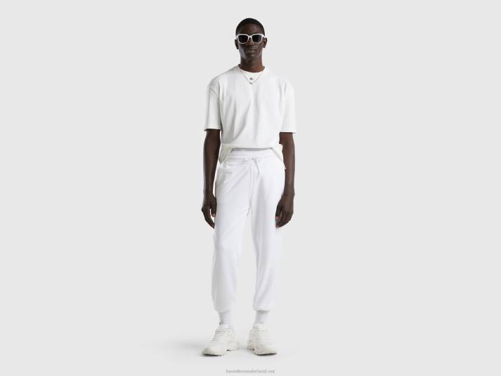 Heren Benetton T-shirt met korte mouwen en splitten romig wit 4R621273