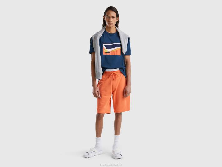 Heren Benetton T-shirt met ronde hals en print luchtmacht blauw 4R621249