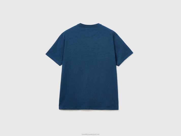 Heren Benetton T-shirt met ronde hals en print luchtmacht blauw 4R621249